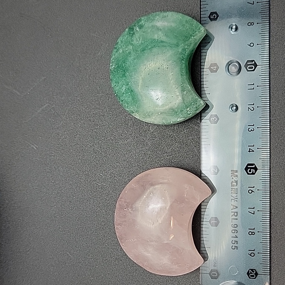2" Green Aventurine and Rose Quartz Crescent Stone Moon 50mm X 20mm - Picture 4 of 8